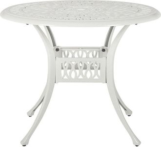 Beliani Mesa De Comedor De Jard&iacute;n Blanca Crema De Aluminio Redonda &Oslash; 90 Cm Estilo Vintage Ancona