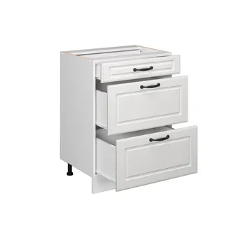 Vicco Mobiletto Base Per Cucina R-line, Bianco Casa Di Campagna, 60 Cm Con Cassetti, Senza Piano Di Lavoro Vicco