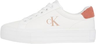 Calvin Klein Womens Bold Low Top Vulcanised Trainers, Multicolor (Bright White/Tuscany), 5