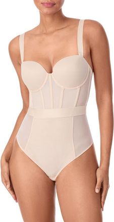 DKNY Sheers Strapless Underwire Bodysuit in Cashmerend at Nordstrom, Size 34C