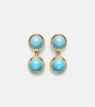 Ileana Makri 18kt gold drop earrings with turquoise and tsavorites