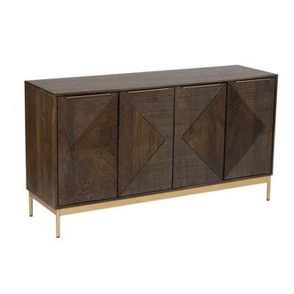 Jaipur Furniture Zaine Carving 4 Door Sideboard - Mango Wood - L40 x W138 x H76 cm - Dark Finish - Fully Assembled in Brown
