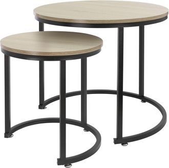 ML Design 2 mesas de centro sal&oacute;n negro &Oslash;40x44cm/&Oslash;60x52cm