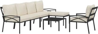 vidaXL Juego De Muebles De Jard&iacute;n 7 Piezas Acero Y Cojines Color Arena Vidaxl