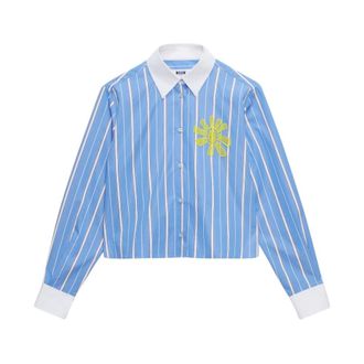 Msgm Poplin Shirt - female - MSGM - Shirts - Blue - L - Blouses & Shirts