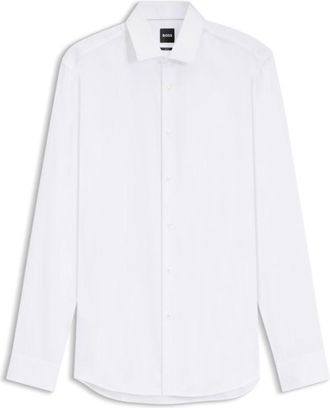 BOSS Slim-fit cotton shirt with mini monogram jacquard