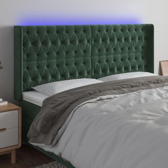 vidaXL Cabecero Con Led De Terciopelo Verde Oscuro 183x16x118/128 Cm Vidaxl