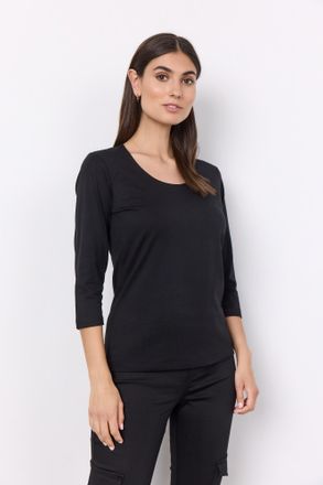 Soyaconcept Rundhalsshirt SOYACONCEPT SC-PYLLE 175, Damen, Gr. XXL, schwarz, Single Jersey, Obermaterial: 58% Baumwolle, 36% Polyester, 6% Elasthan, unifarben, fi