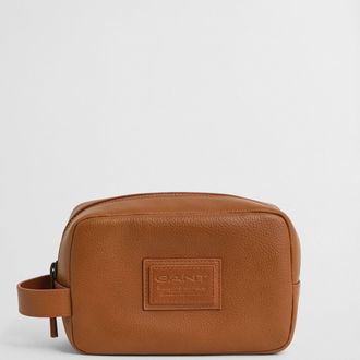 GANT Men Leather Toiletry Bag (ONE SIZE) COGNAC