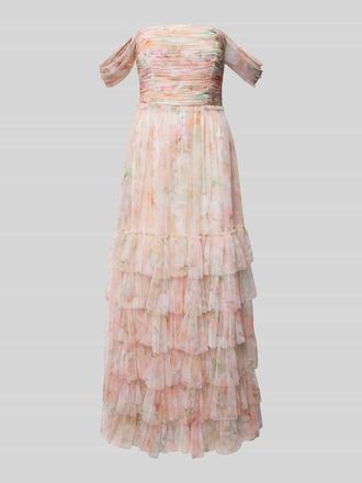 Jake*s Abendkleid mit Raffungen in Apricot Melange, Gr&ouml;&szlig;e 32