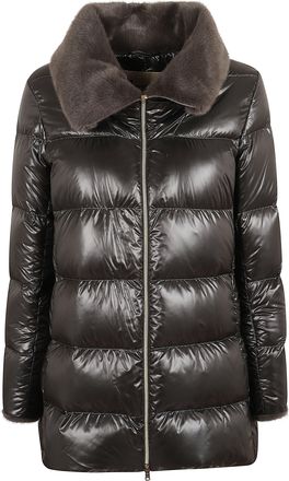Herno A-Shape Mid-Length Down Jacket With Faux Fur Collar