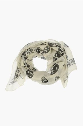 Alexander McQueen Skull-Print Silk Scarf size Unica
