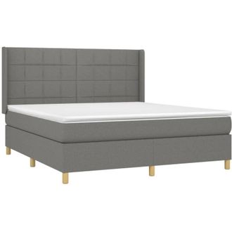 vidaXL Vidaxl - Cama Box Spring Con Colch&oacute;n Tela Gris Oscuro 180x200 Cm
