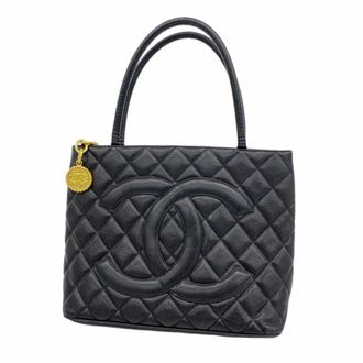 Chanel Black Grained Calfskin Tote Bag (Pre-Owned)