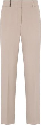 PESERICO Casual Straight-leg Broek met Zakken - Dames - Straight fit broeken - Beige - 2XL - Katoen - Broeken