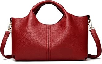 Generic Soft Leather Womens Handbag Tote Bag Fashion Women Shoulder Trendy Female Commute Crossbody Bags Wallet(Wine Red)