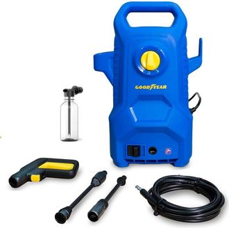 Goodyear Hidrolimpiadora De Alta Presi&oacute;n, Compacta, El&eacute;ctrica 1400w 100 Bar, Kit Detergente, Pistola Y Lanza Pp, Manguera 5m, Sistema Auto Stop, Limpiadora A P
