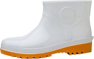 Generic Work Rain Boots for Men, Shock and Puncture Resistant for Industrial and Mining, Oil and Alkali Resistant, White Water Shoes, Tube, No Fleece Lining, 