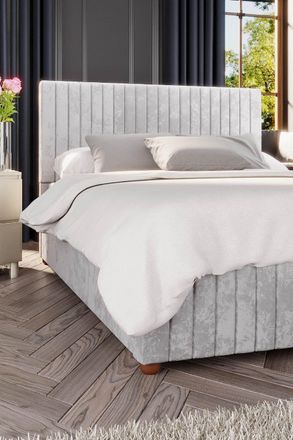 Laurence Llewelyn-Bowen Estella Ottoman Storage Bed in Mirazzi Velvet Fabric, Custom Made in Silver | Size: Small Double