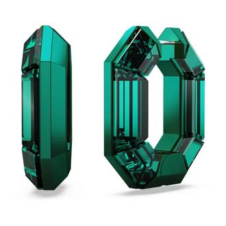 Swarovski Lucent Octagon Oorringen met Hoepel - Dames - Oorbellen - Groen - ONE Size - Accessoires