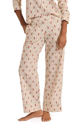 Etam Orea Swiss Dot Cotton Pajama Pants in Powder Pink at Nordstrom, Size X-Small