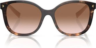 Prada Sunglasses, female, Brown, Size: 53 MM Square Frame Sunglasses with Metallic Details