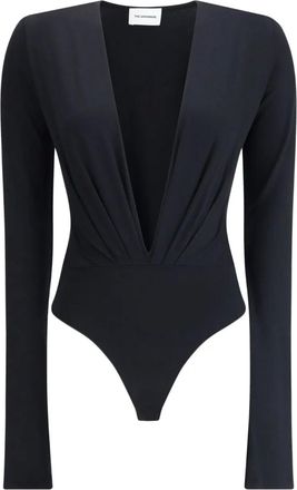 Andamane Body a maniche lunghe con scollo a V - Nero