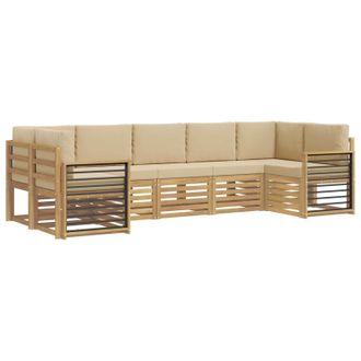 vidaXL Conjunto De Sof&aacute; Seccional 7 Pcs Y Beige 304 X 128,5 X 73 Cm Vidaxl
