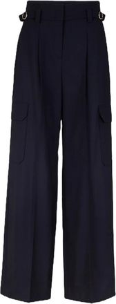 Windsor Schurwollstretch Cargo Marlene Broek - Dames - Broeken - Blauw - Maat: 3XL Wol