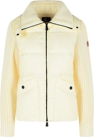 Moncler Padded Wool Cardigan With Ivory White Zip