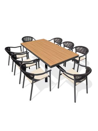 DCB Garden Conjunto de comedor de jard&iacute;n de aluminio para 8 personas - antracita