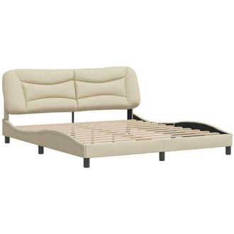 vidaXL Cama Sin Colch&oacute;n Tela Color Crema 180x200 Cm Vidaxl