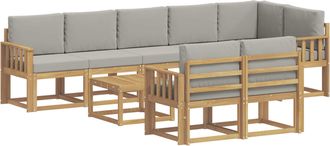 vidaXL Conjunto De Sof&aacute;s De Exterior 9 Uds. Blanco Y Gris Claro Vidaxl