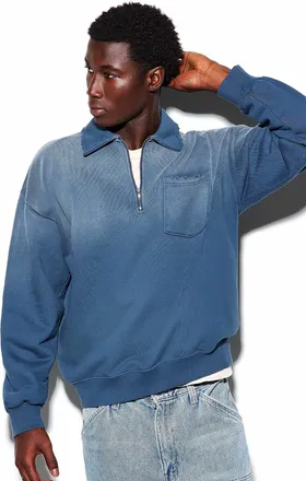 Le 31 Mens Zipped worn collar sweatshirt Imported from Seoul