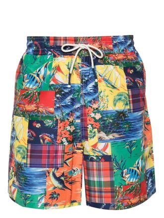 Polo Ralph Lauren logo-patch swim shorts - Blue