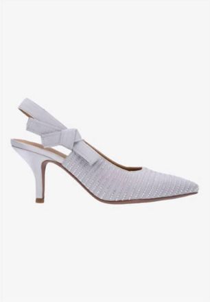 J. Rene&eacute; Womens Adilene Sling Back Pumps In Steel Gray Fabric/rhinestones