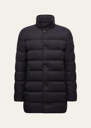 Moncler Mens Vallonpierre Hooded Wool Long Down Jacket