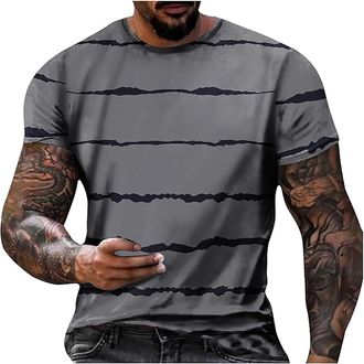 Generic Mens Crewneck Striped T-Shirt Horizontal Stripe Short Sleeve Shirts Basic Tees Soft Blouse 2025 Fashion Casual Tops Camisetas para Hombre De Algodon(D