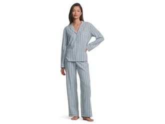 Eberjey Nautico Long Pj Set Womens Pajama Sets Classic Stripe Slate Blue/Ivory : XS, Cotton/Viscose