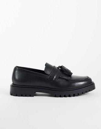Jack & Jones mocassini con nappine chunky neri-Nero