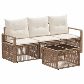vidaXL Conjunto De Sof&aacute;s De Jard&iacute;n 4 Pcs Beige Rat&aacute;n Sint&eacute;tico Vidaxl