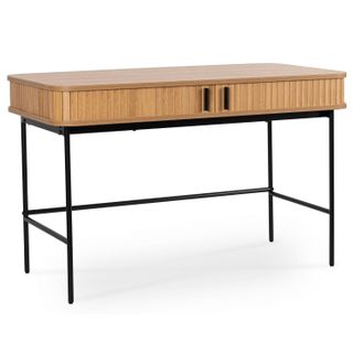 OEM Escritorio Extensible Trish De 120 Cm, Roble Ranurado, Estilo Loft Moderno