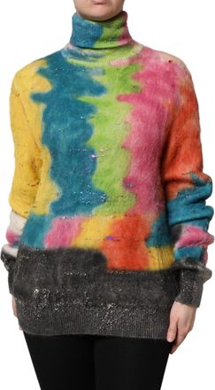 Dolce & Gabbana Womens Multicolor Mohair Turtleneck Nylon Wool