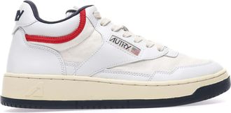 Autry Baskets Open Mid Cuir Blanc, Rouge