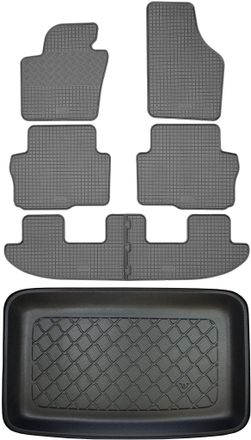 OEM Volkswagen Sharan Ii Van (5 Puertas) A Partir De Septiembre De 2010. Juego: Alfombrillas De Goma Para Coche + Alfombrilla Para Maletero