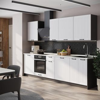 Vicco Mueble De Cocina Fame-line, Blanco Casa De Campo/antracita, 280 Cm, Et Antracita, Vicco