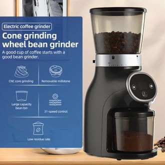 Infinite Macinacaff&egrave; Elettrico - Macinacaff&egrave; Conico Con 31 Impostazioni Di Macinatura - Capacit&agrave; 275 G - Display Lcd - Acciaio Inossidabile - Nero - Per Caff&egrave; 