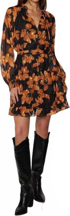 Lost + Wander Golden Rendezvous Mini Dress In Orange Flora