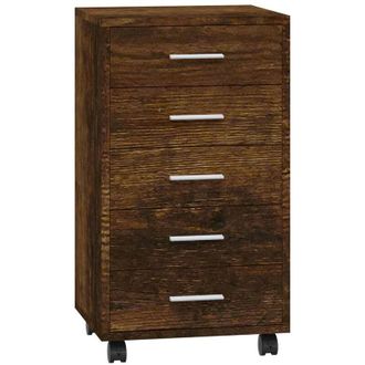vidaXL Cajonera con ruedas madera contrachapada roble ahumado Vidaxl
