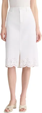 Jones New York Lexington Scallop Hem Skirt in Soft White at Nordstrom, Size 14
